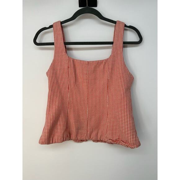 Mara Hoffman Corset Tank Top Sleeveless Lola Coral Houndstooth Size 4 Small - Picture 6 of 7